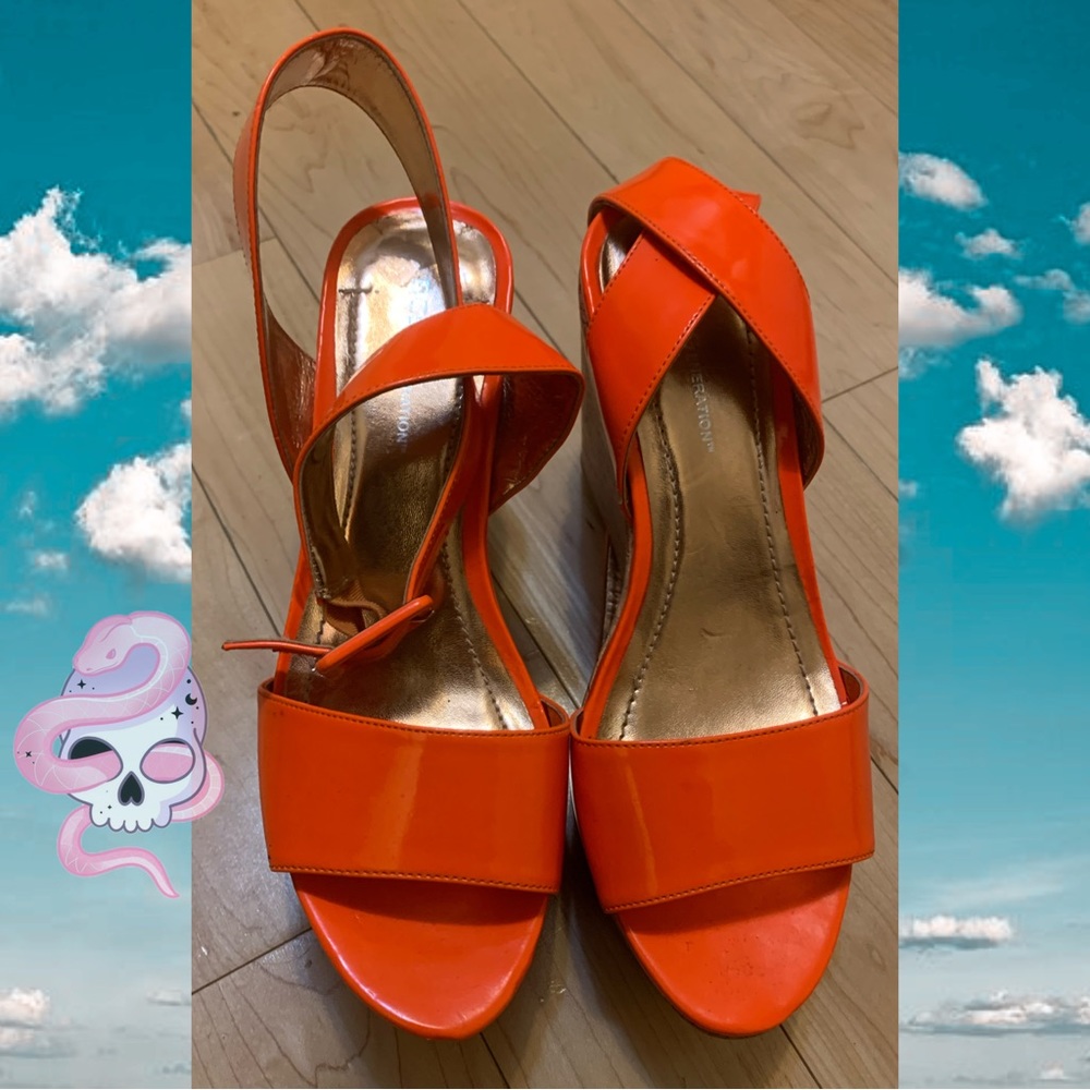 Orange Wedge Sandals